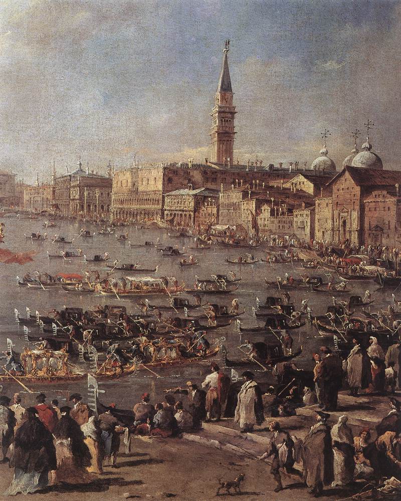 GUARDI, Francesco The Doge on the Bucintoro near the Riva di San Elena (detail)